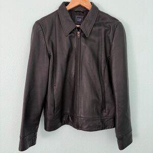 Vintage‎ GAP Black Leather Jacket Size Small Medium